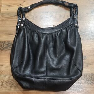 Lucky Brand Vintage Style Boho Hobo Slouch Leather Black Oversized Shoulder Bag